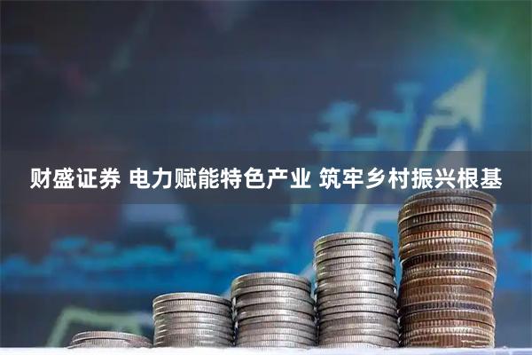 财盛证券 电力赋能特色产业 筑牢乡村振兴根基
